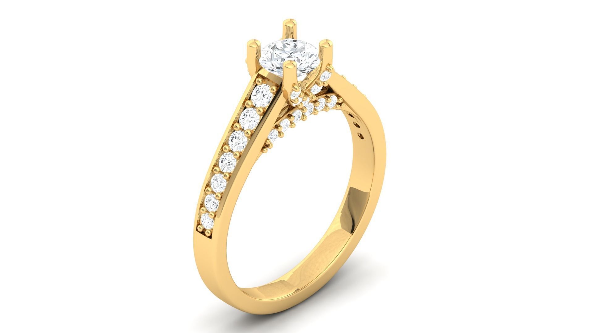 D36006 gold engagement ring set with oval cut diamond 3D print model_9