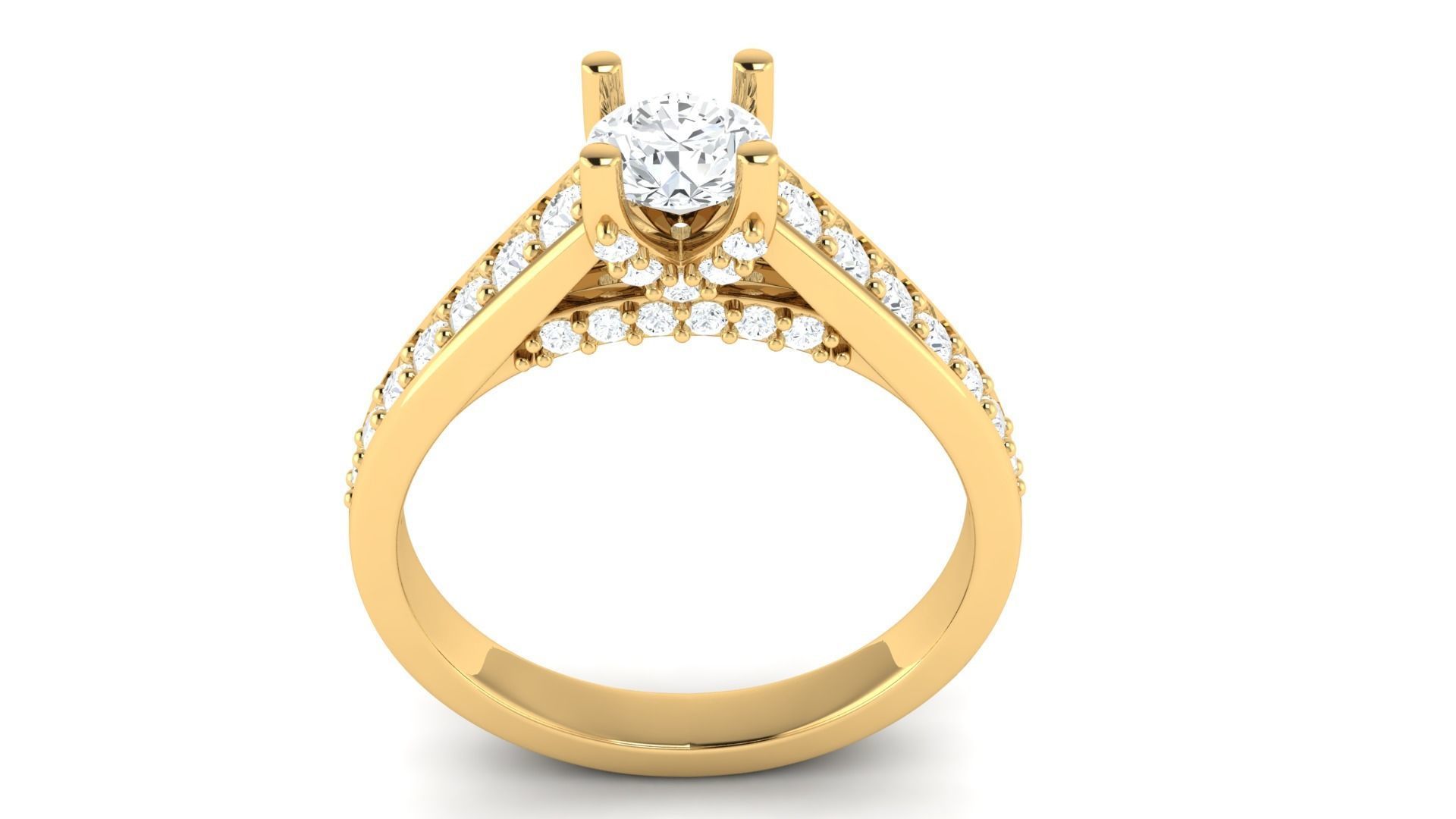 D36006 gold engagement ring set with oval cut diamond 3D print model_10