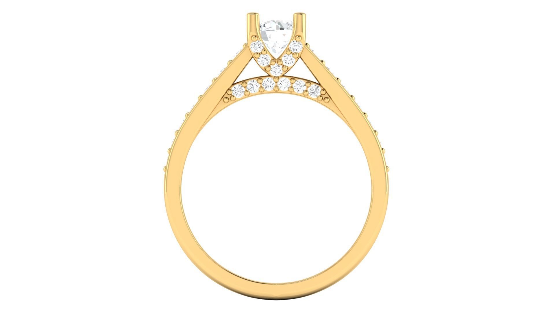 D36006 gold engagement ring set with oval cut diamond 3D print model_3