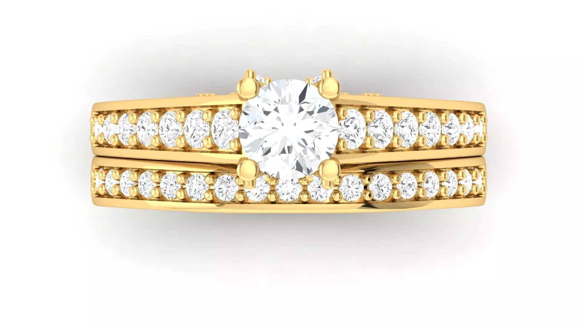 D36006 gold engagement ring set with oval cut diamond 3D print model_0