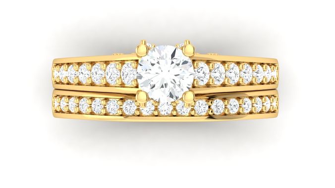 D36006 gold engagement ring set with oval cut diamond 3D print model