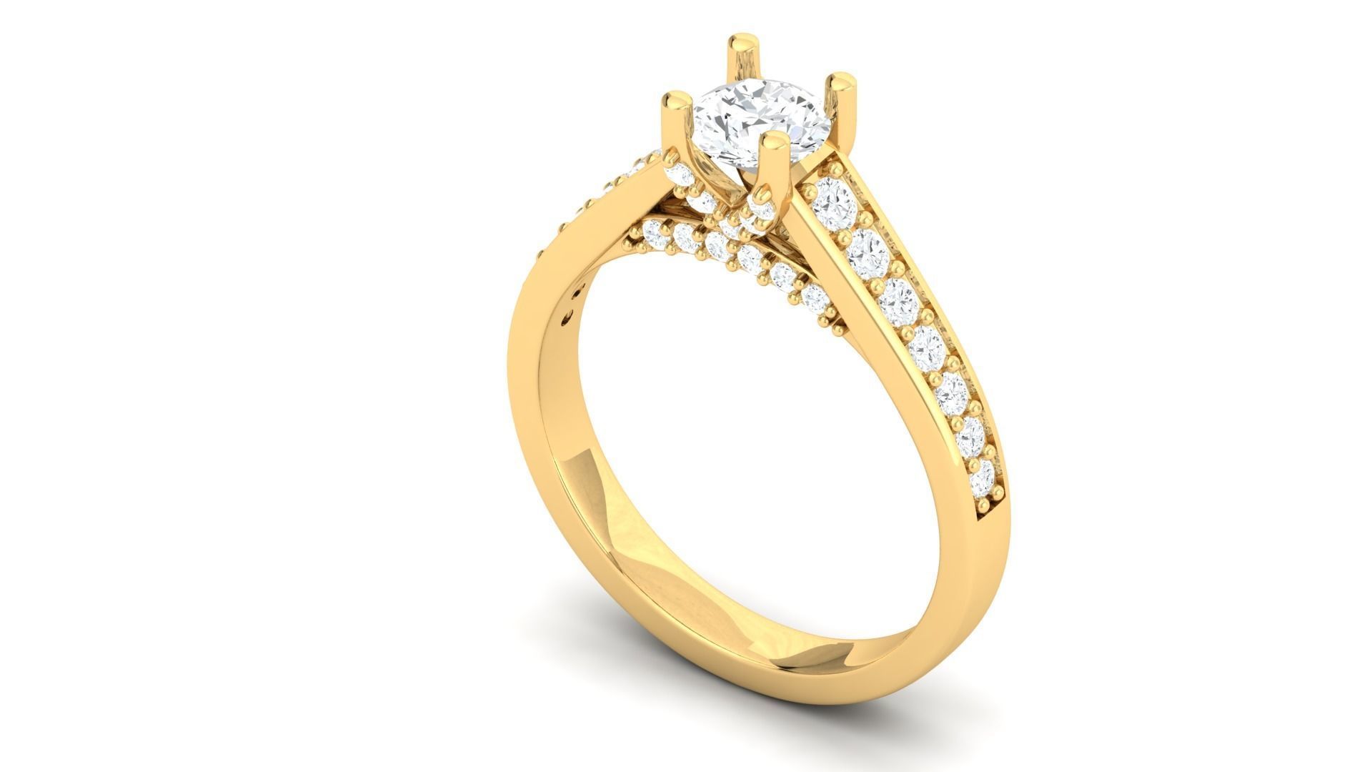 D36006 gold engagement ring set with oval cut diamond 3D print model_8