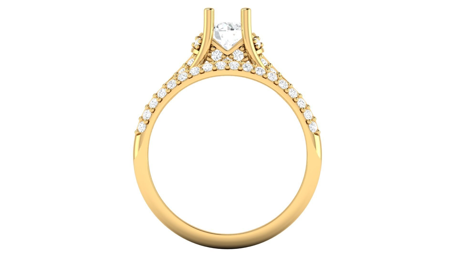 D36000 oval diamond engagement ring in gold 3D print model_2