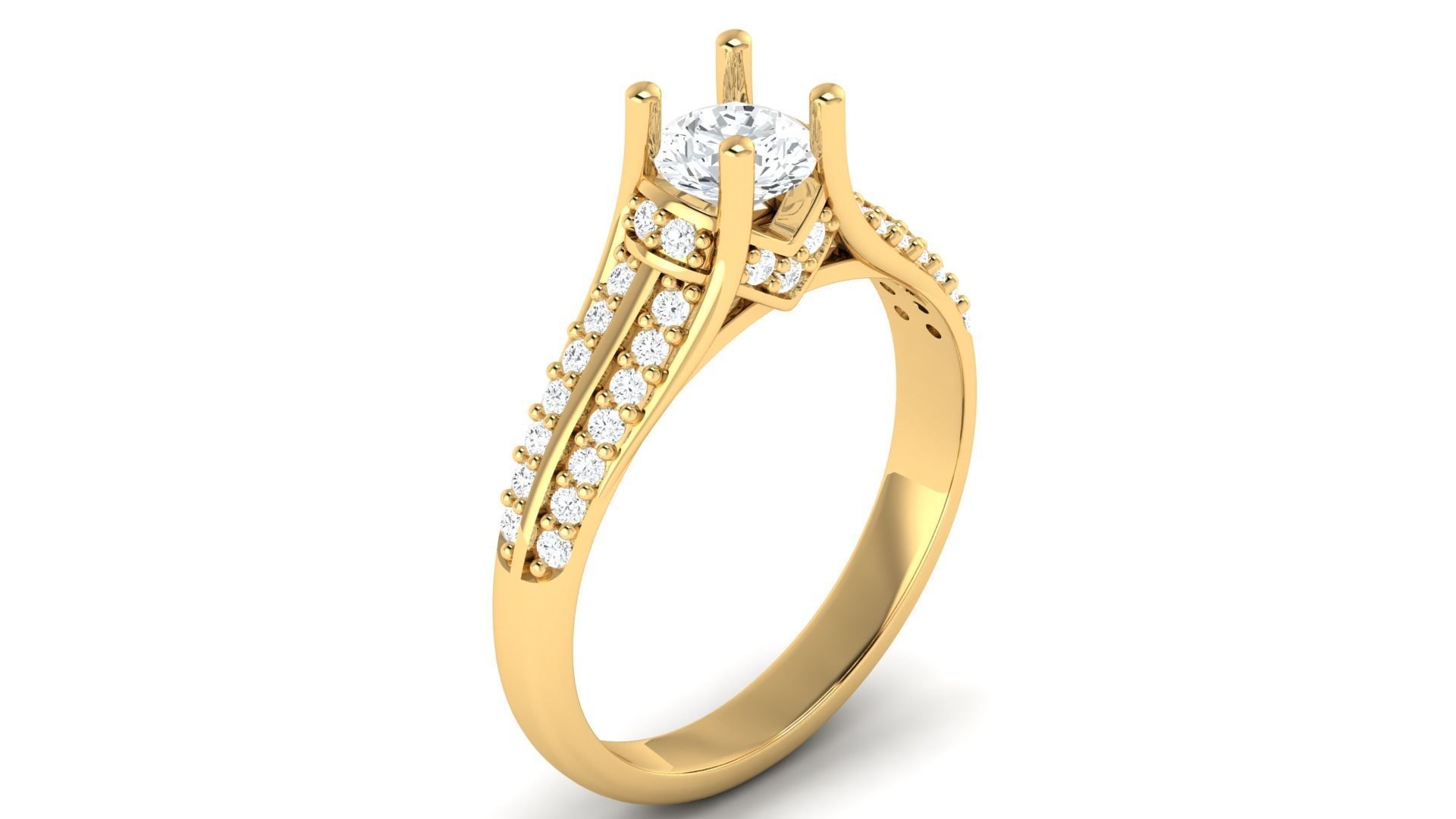 D36000 oval diamond engagement ring in gold 3D print model_5