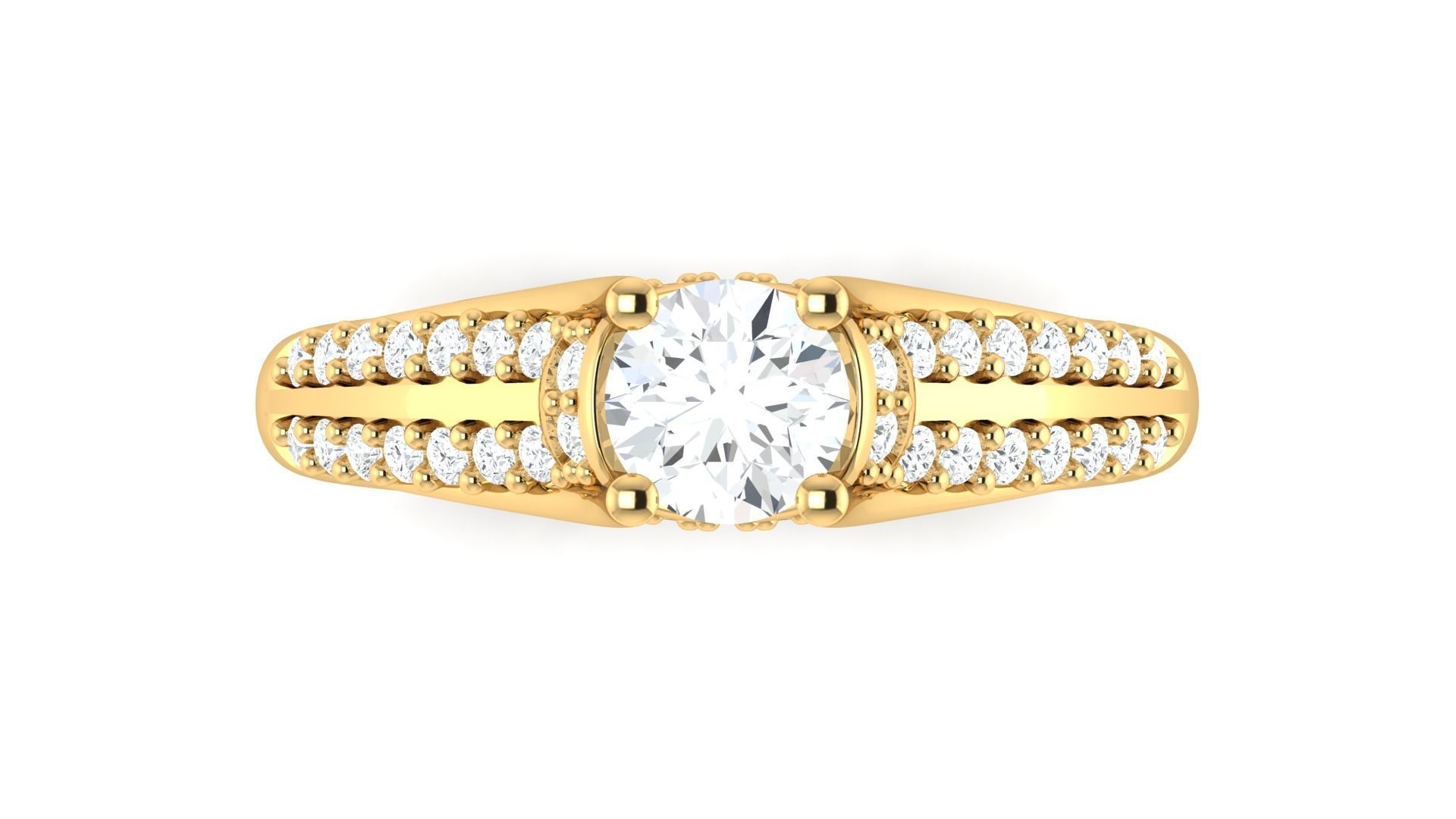 D36000 oval diamond engagement ring in gold 3D print model_1