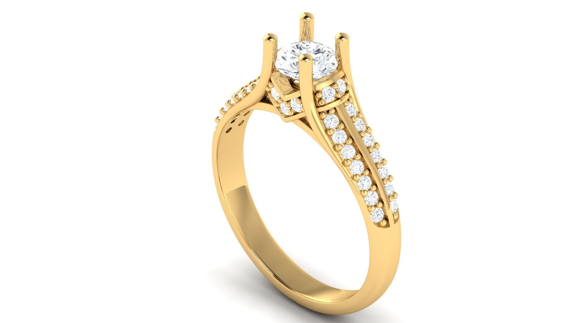D36000 oval diamond engagement ring in gold 3D print model_6