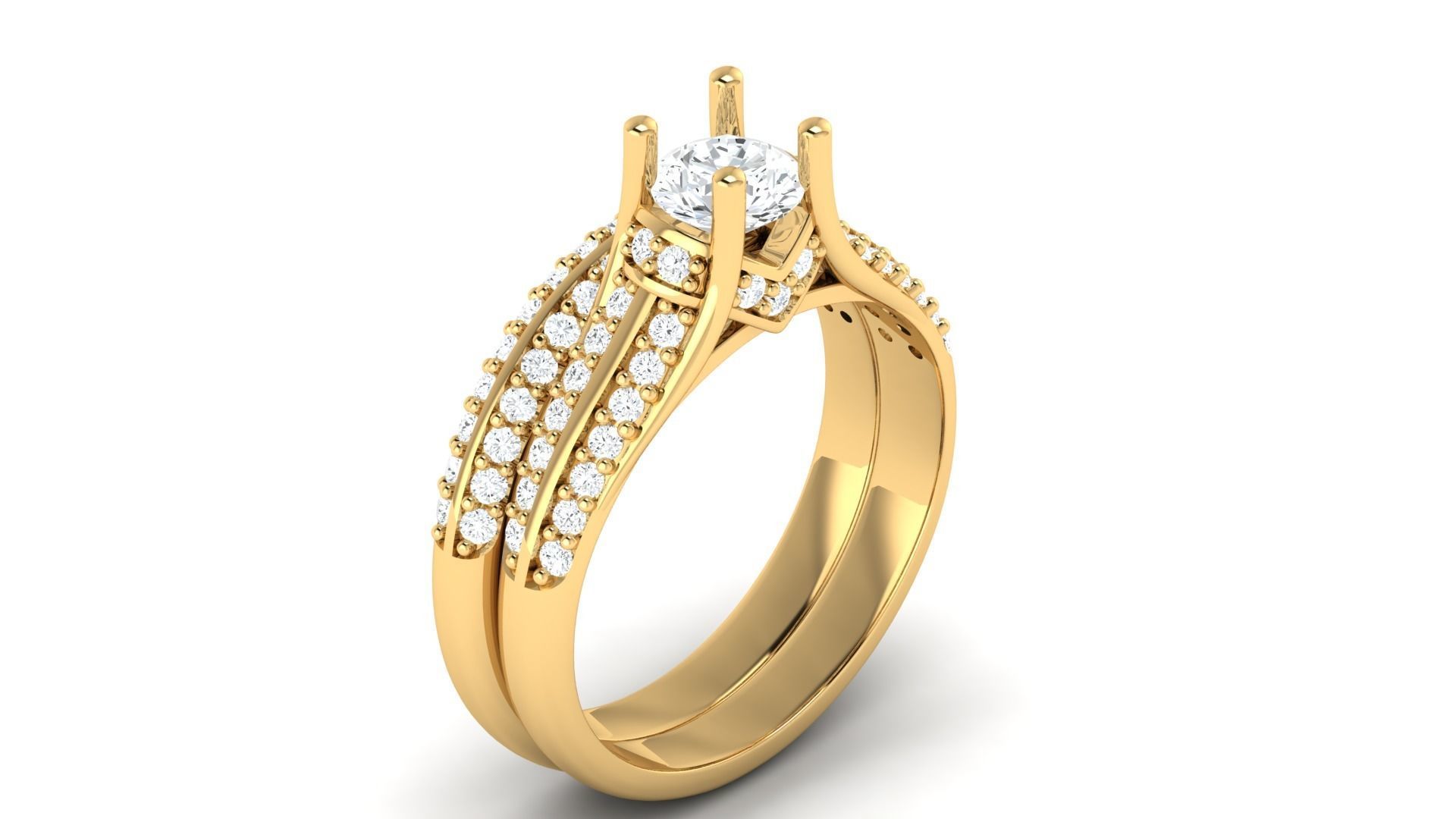 D36000 oval diamond engagement ring in gold 3D print model_9