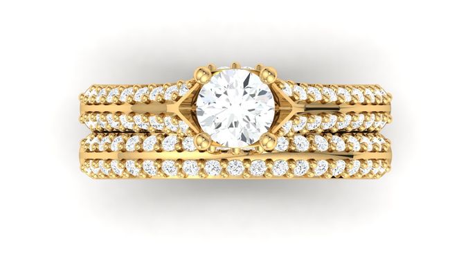 D35999 engagement ring set gold 3D print model