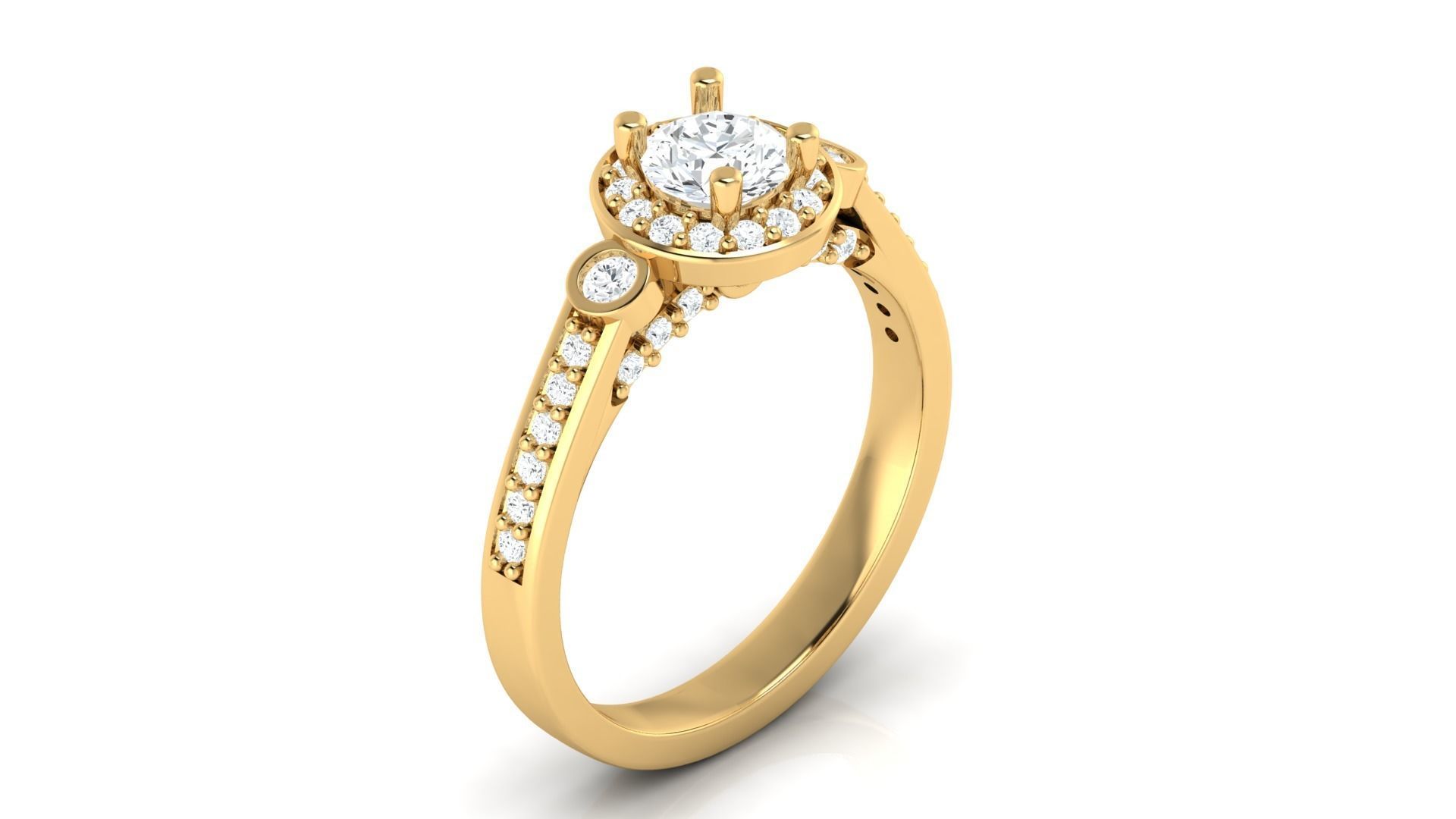 D35979 oval diamond engagement ring gold 3D print model_4