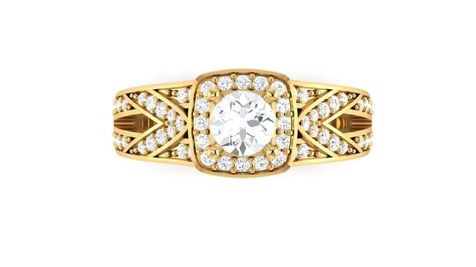 D35964 gold ring with oval cut diamond 3D print model