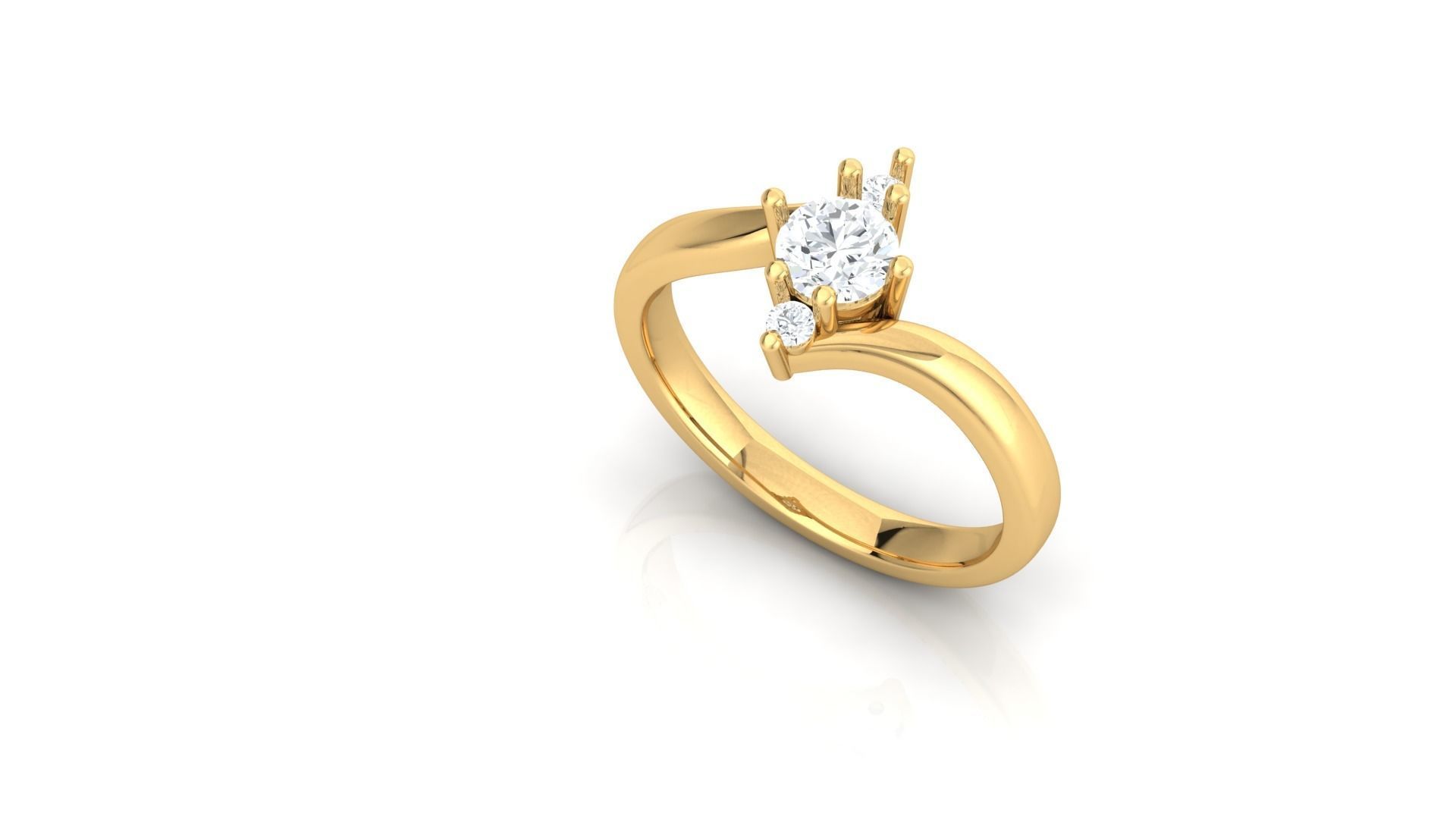D29755 solitaire diamond ring gold 3D print model_3
