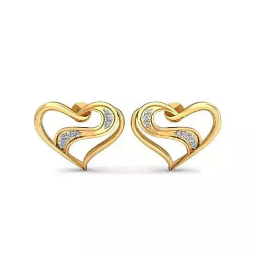 1550a two heart shaped earrings gold