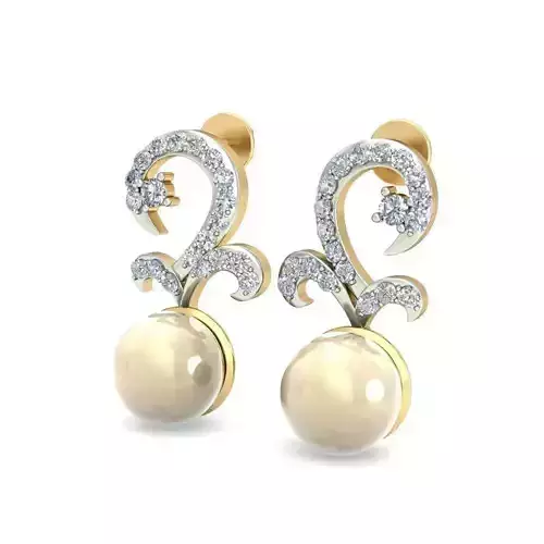 1539a pair of earrings with pearls and diamonds