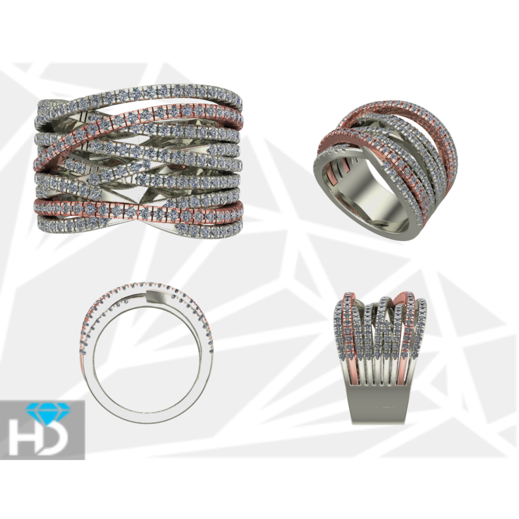 multi rows 2 ton ring 3D print model_2