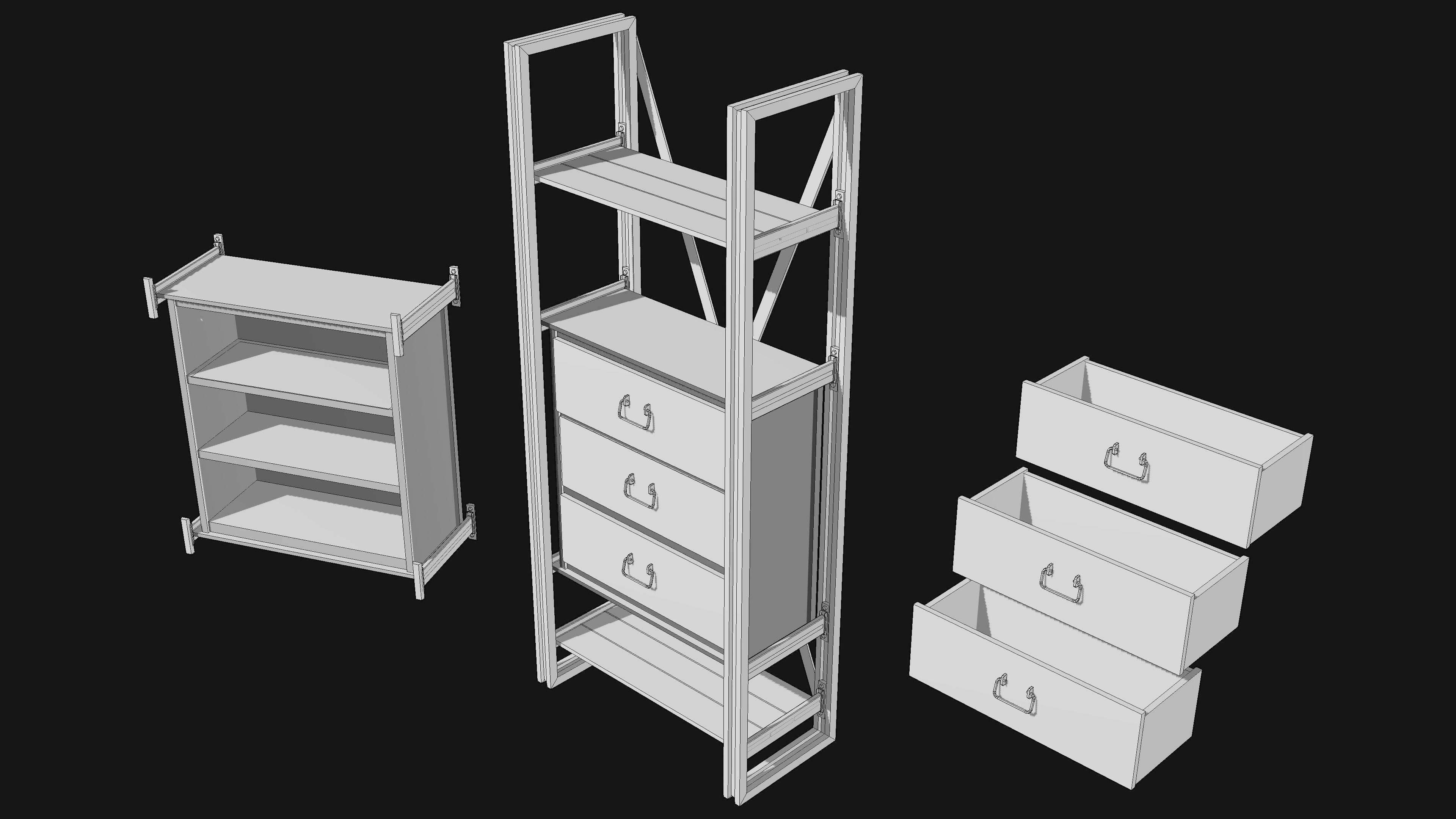 RUSTIK Shelf Set Low-poly 3D model_8
