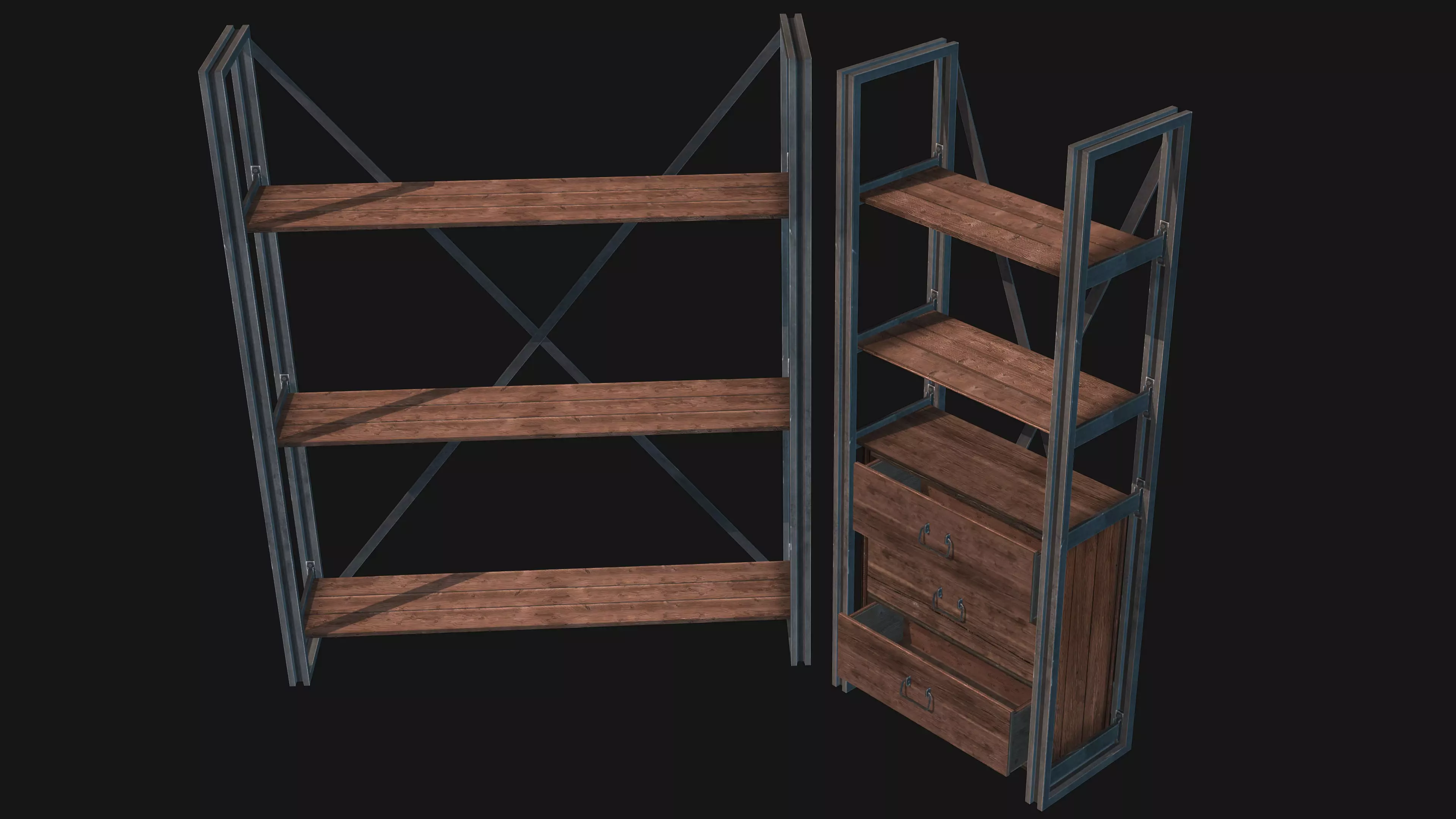 RUSTIK Shelf Set Low-poly 3D model_0