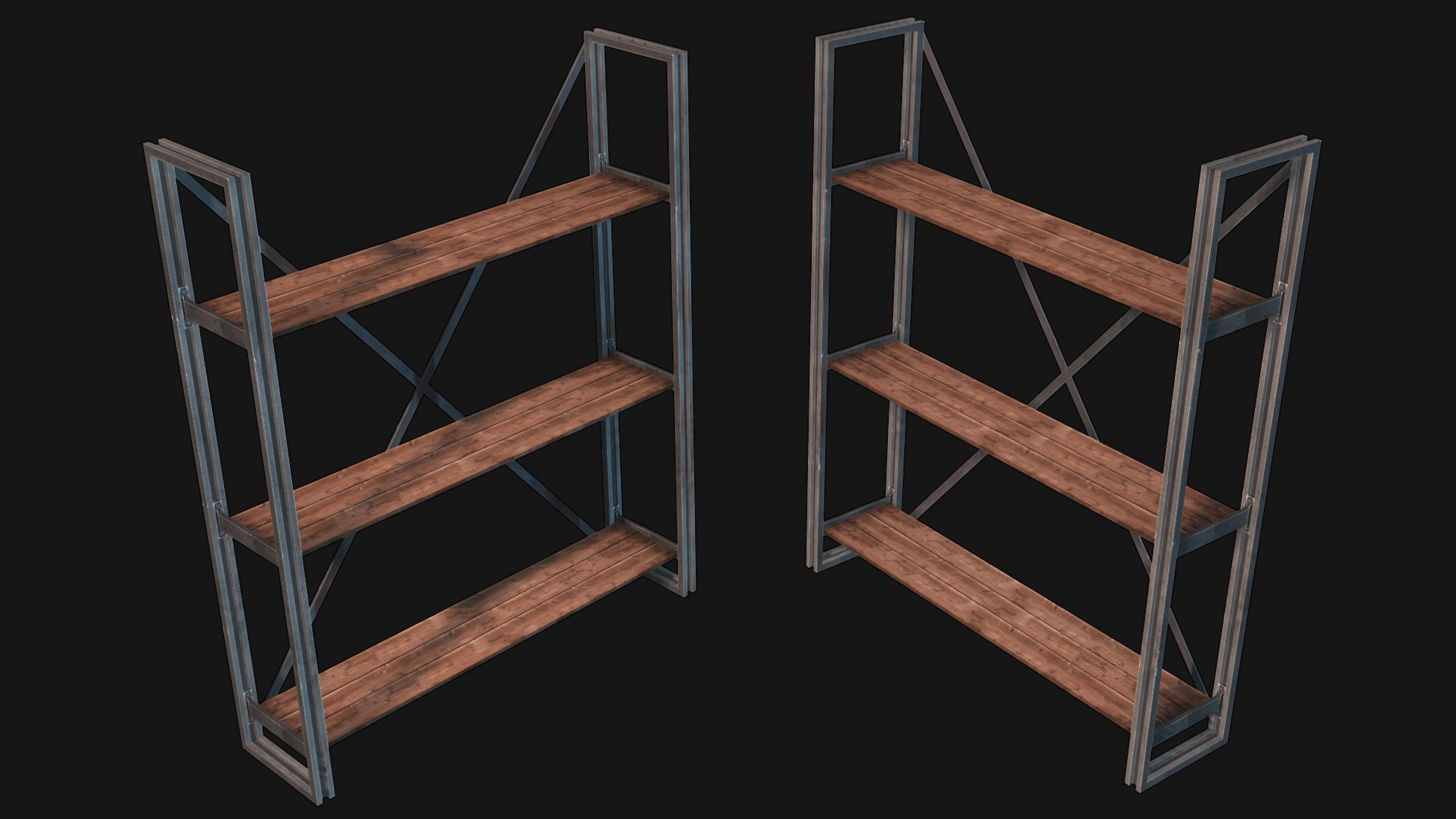 RUSTIK Shelf Set Low-poly 3D model_2