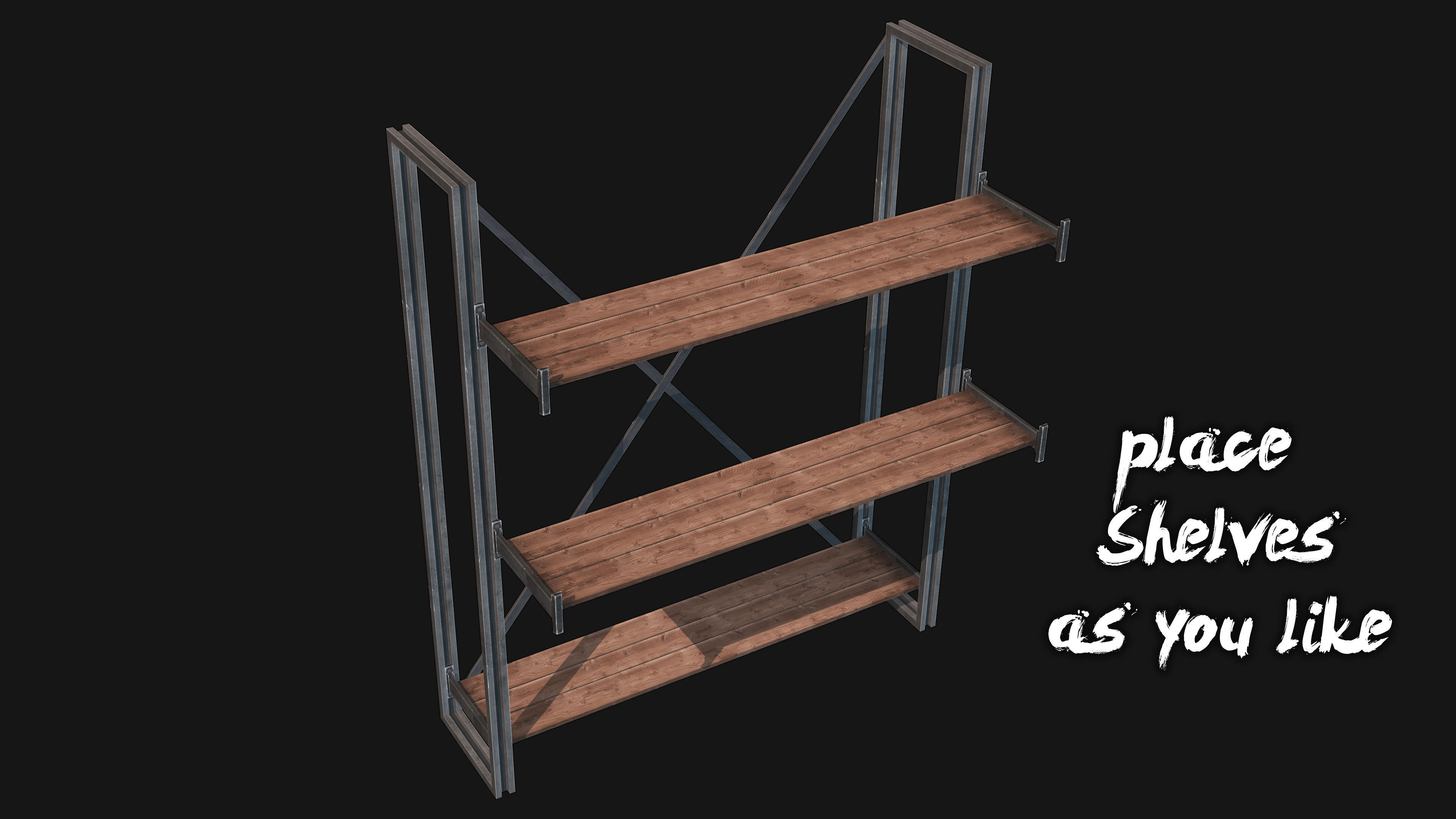 RUSTIK Shelf Set Low-poly 3D model_3