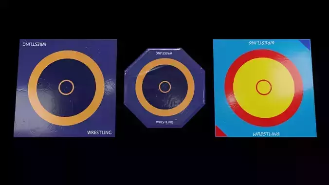 Wrestling mats UWW sport surfaces Low-poly 3D model