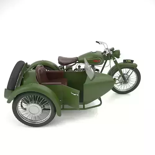 BSA Motorbike with sidecar 3D model