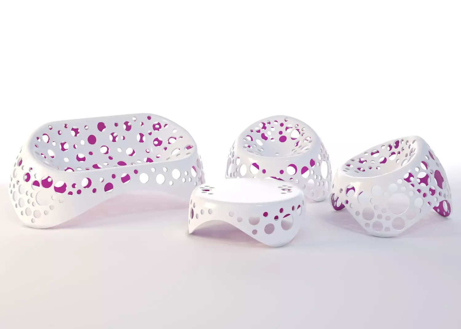 Moss Collection three metal chairs 3D model_0