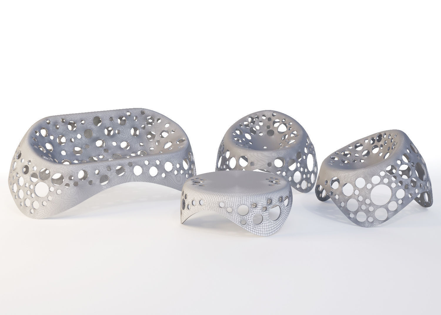 Moss Collection three metal chairs 3D model_6