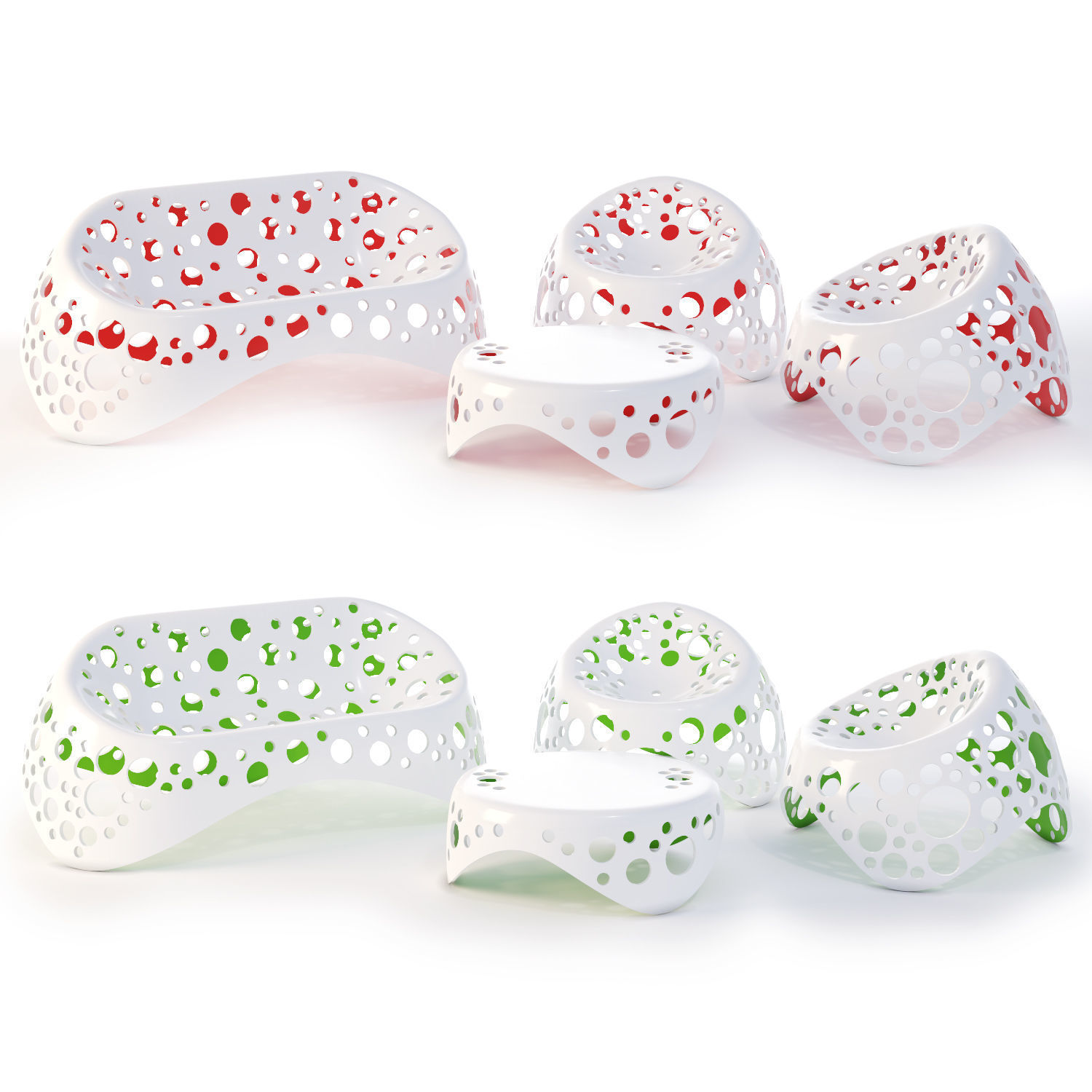 Moss Collection three metal chairs 3D model_1