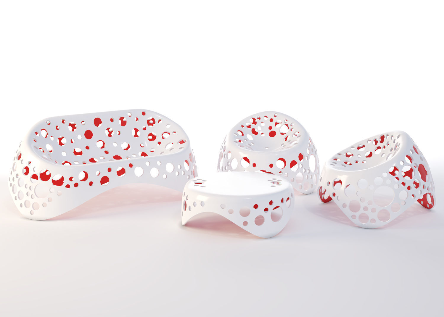 Moss Collection three metal chairs 3D model_3