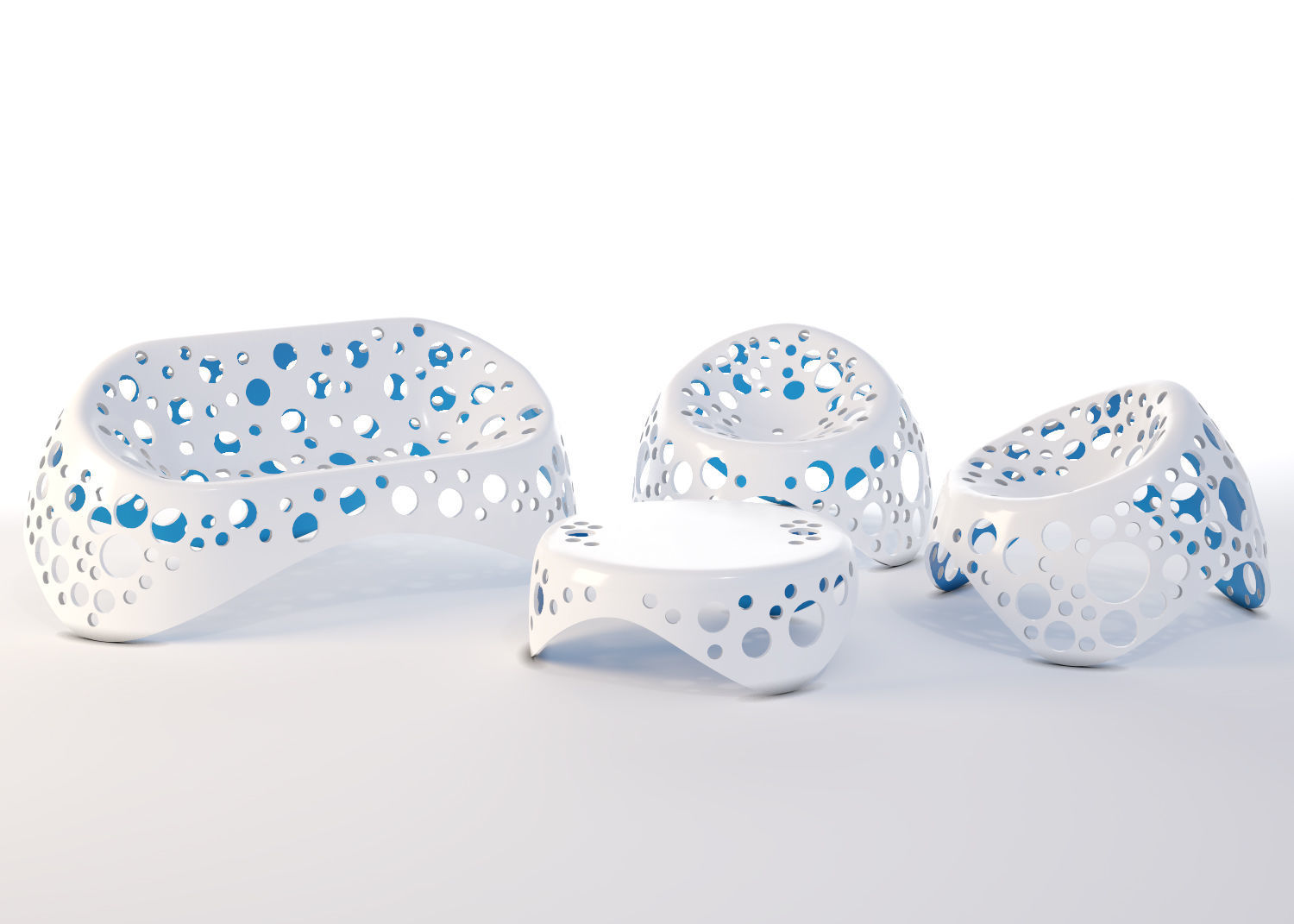 Moss Collection three metal chairs 3D model_4