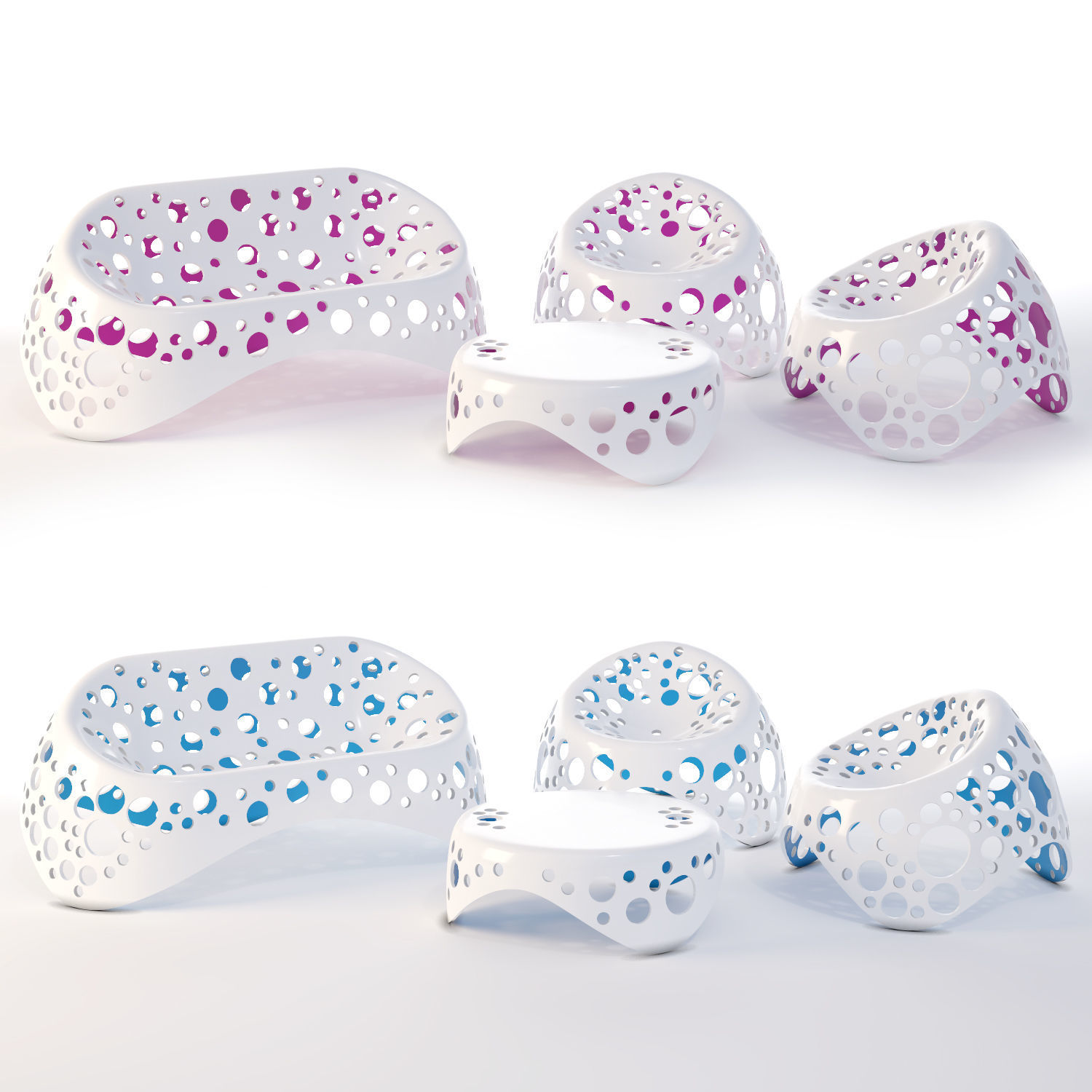 Moss Collection three metal chairs 3D model_2