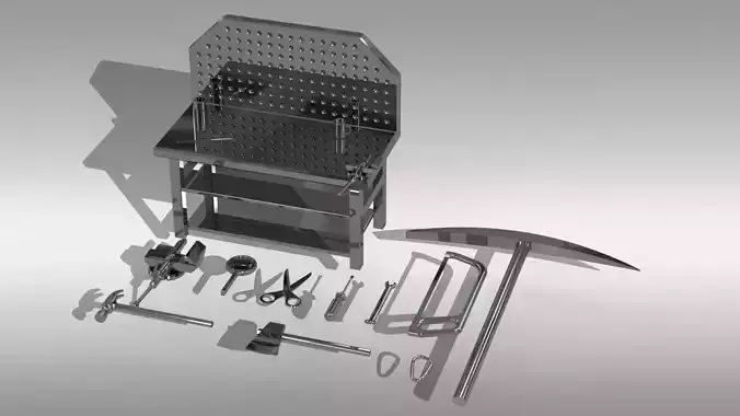 Tools set hammer Low-poly 3D model
