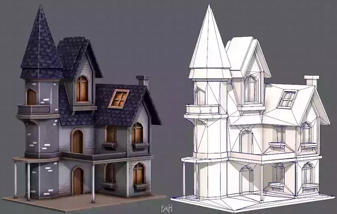 House Cartoon V09 Low-poly 3D model