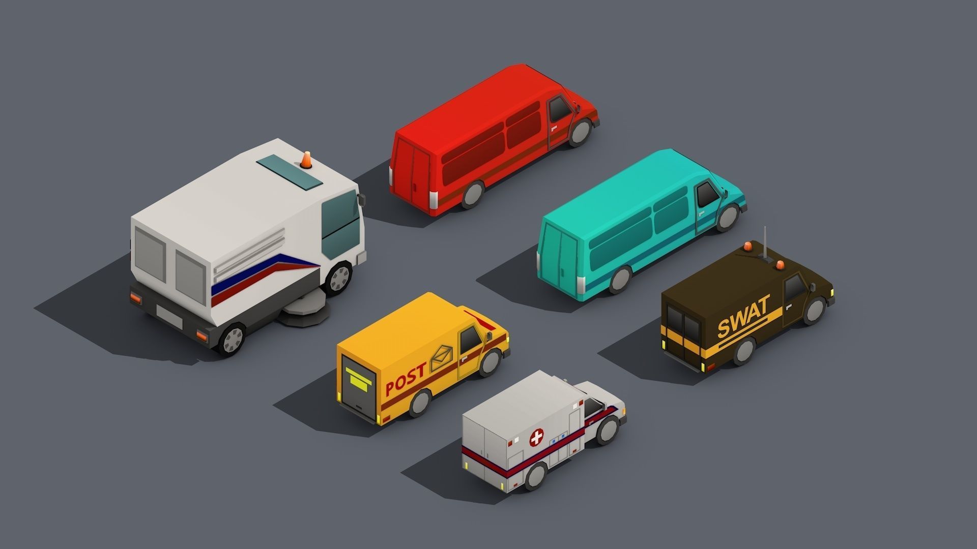 Low Poly Car Pack 01 Isometric Low-poly 3D model_8