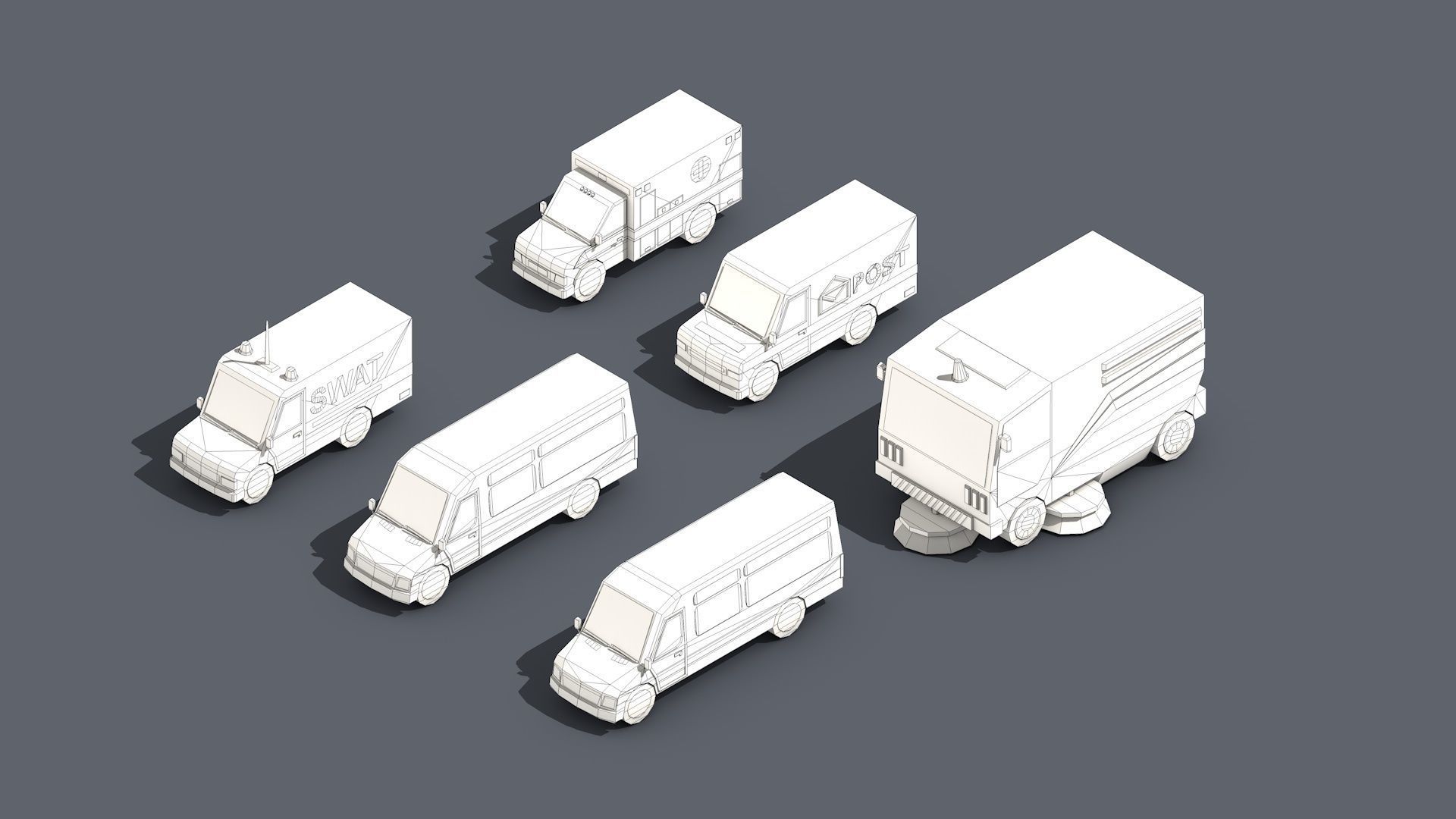 Low Poly Car Pack 01 Isometric Low-poly 3D model_5