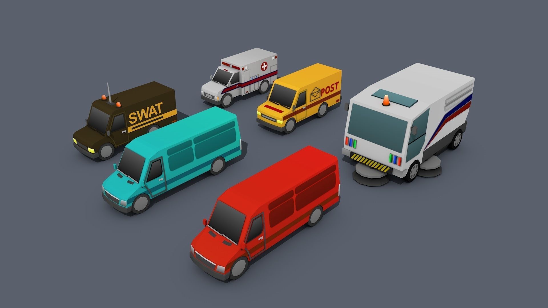 Low Poly Car Pack 01 Isometric Low-poly 3D model_11