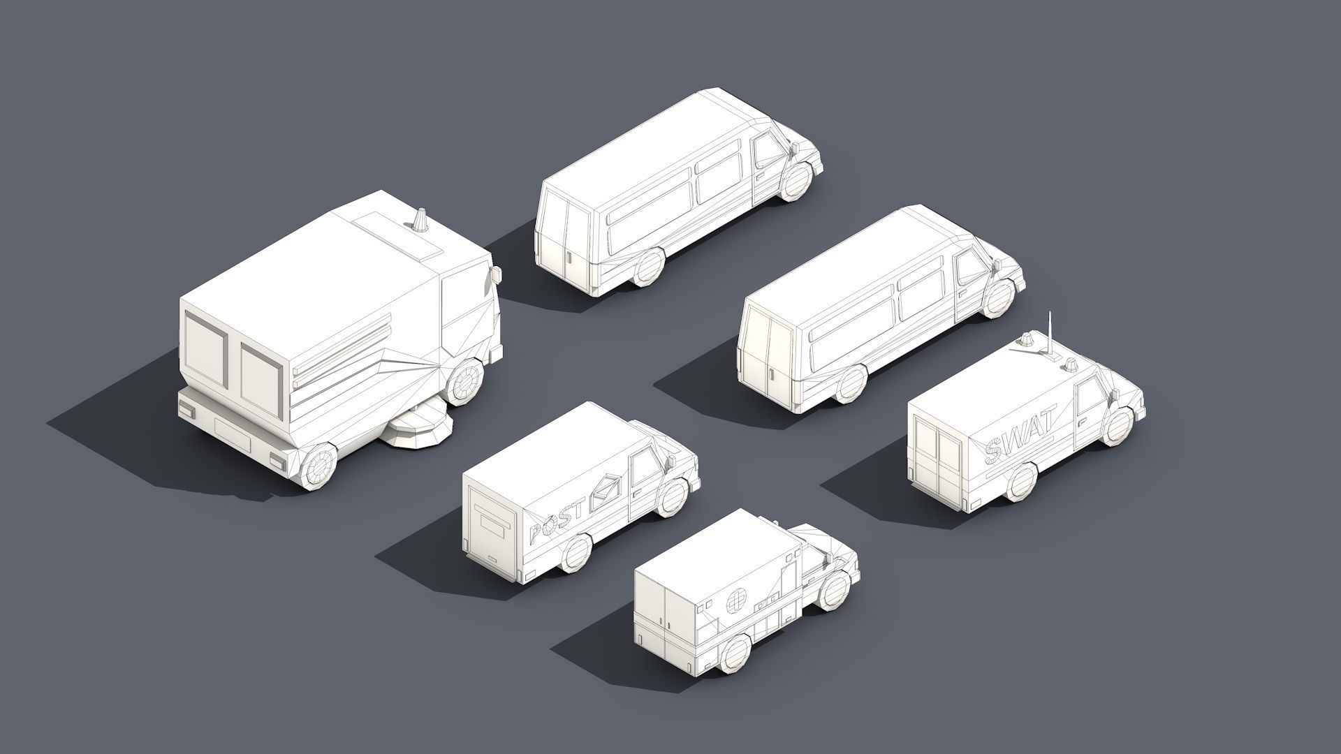Low Poly Car Pack 01 Isometric Low-poly 3D model_9