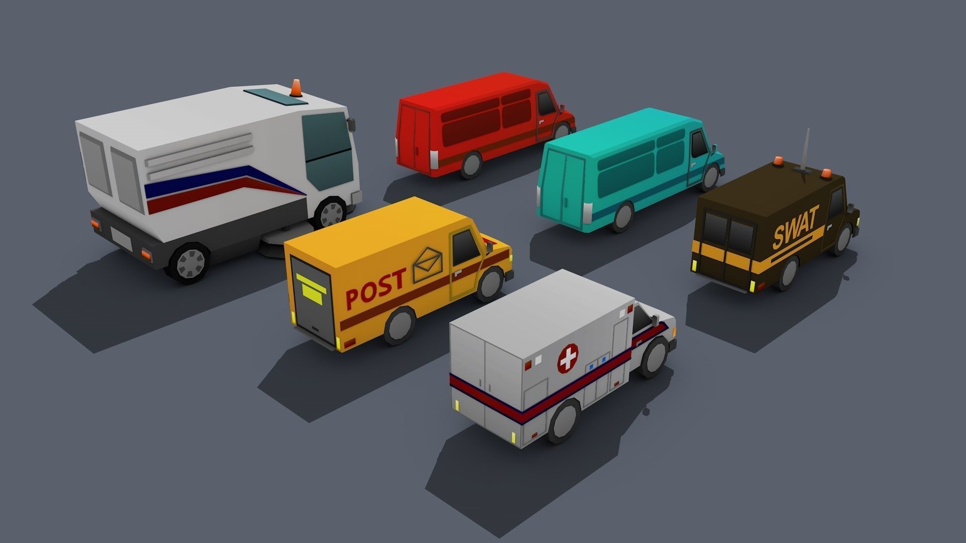 Low Poly Car Pack 01 Isometric Low-poly 3D model_13