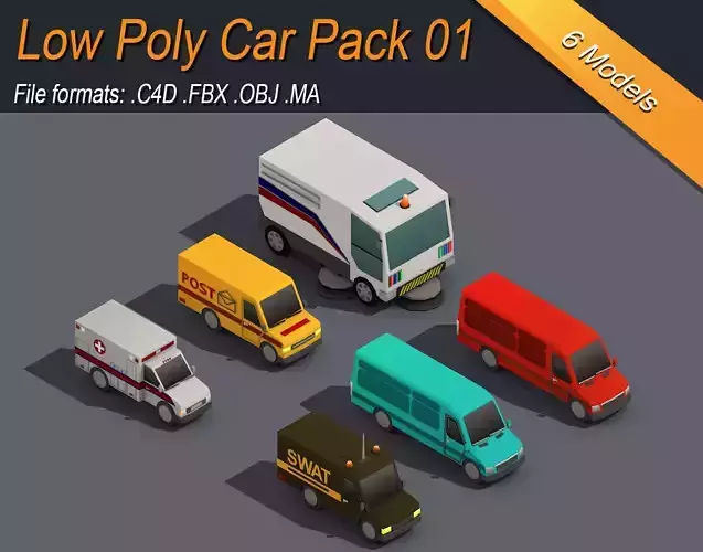 Low Poly Car Pack 01 Isometric