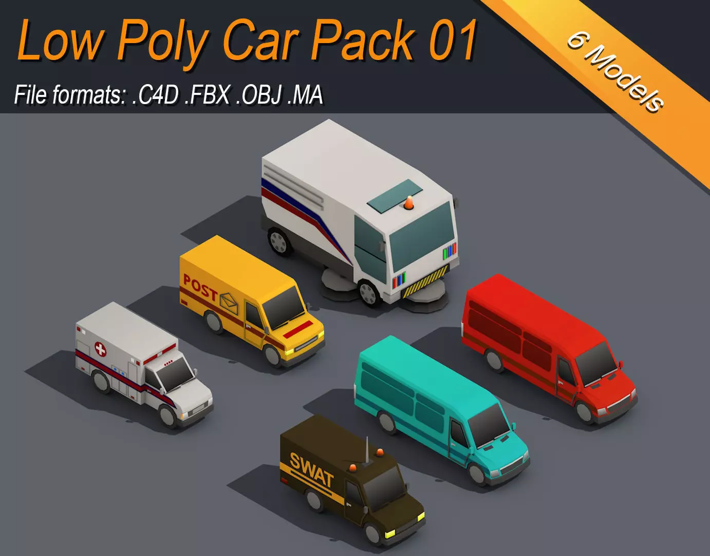 Low Poly Car Pack 01 Isometric Low-poly 3D model_0