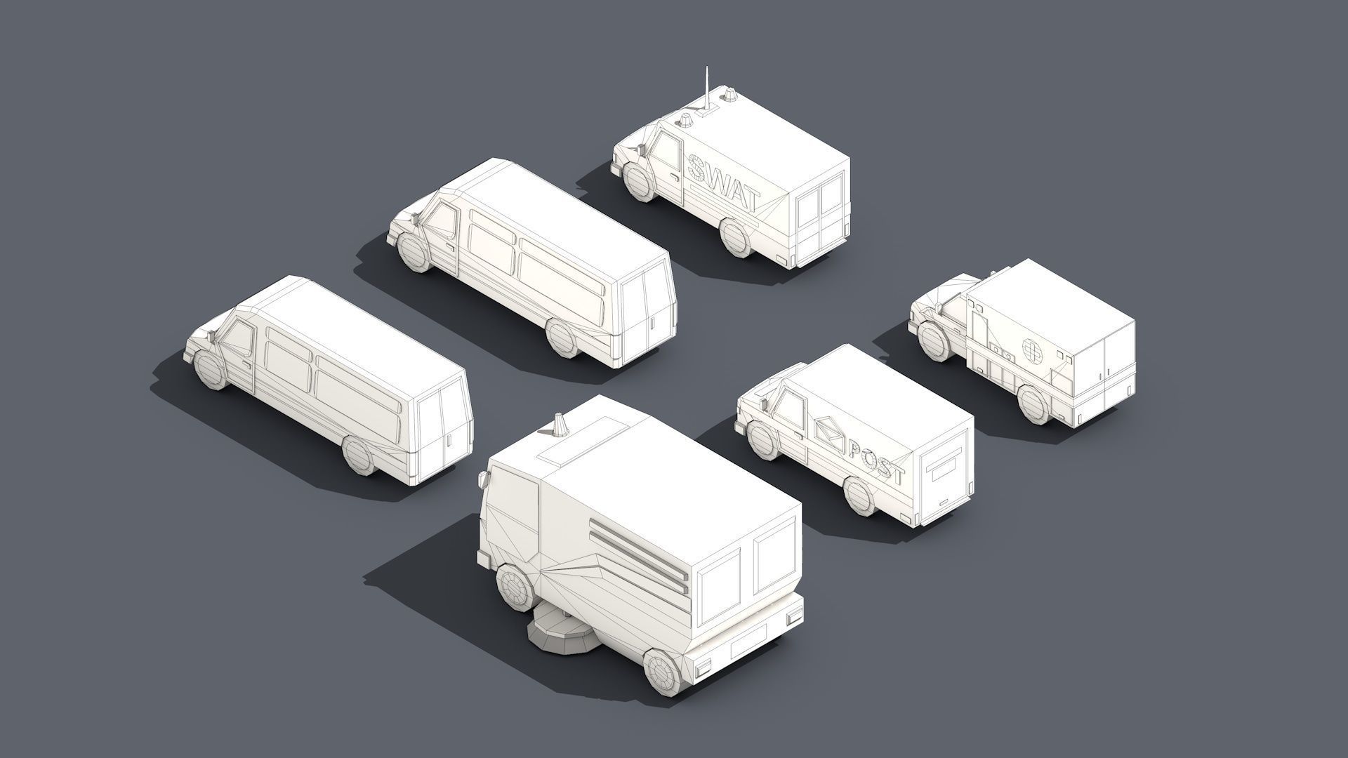 Low Poly Car Pack 01 Isometric Low-poly 3D model_7