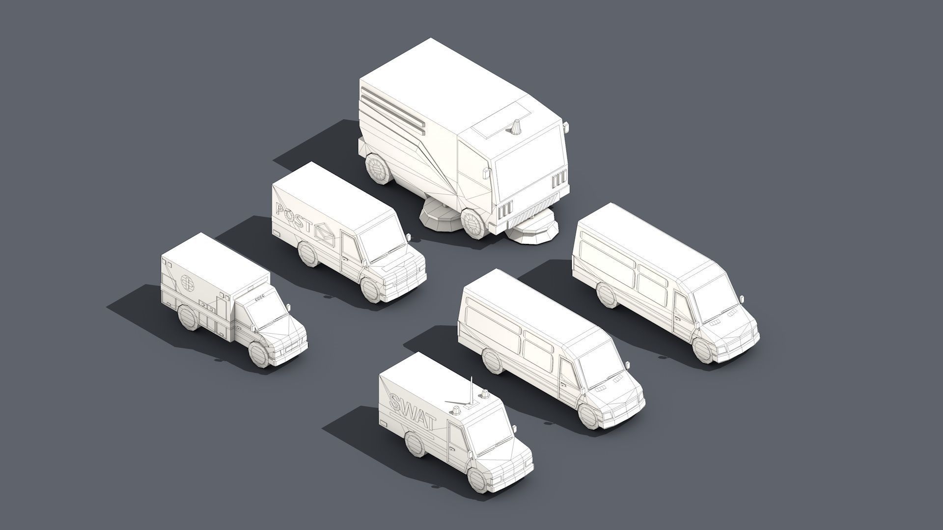 Low Poly Car Pack 01 Isometric Low-poly 3D model_3