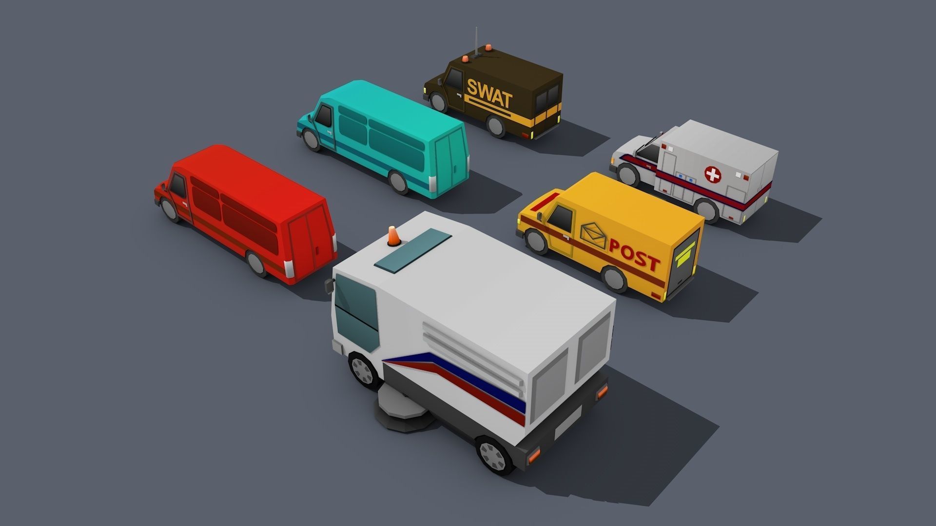Low Poly Car Pack 01 Isometric Low-poly 3D model_12