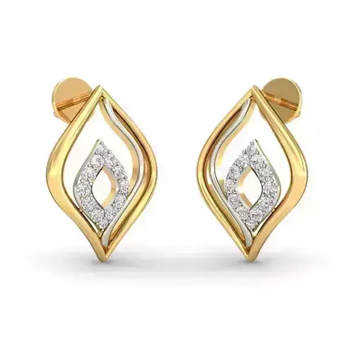 1516a pair of diamond earrings gold