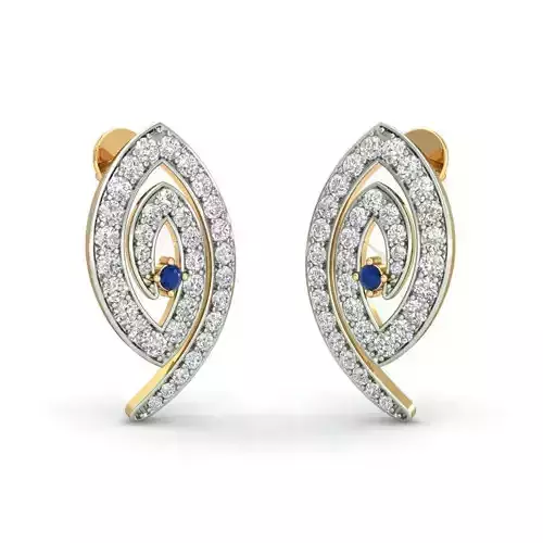 1510a pair of earrings with diamonds and sapphires