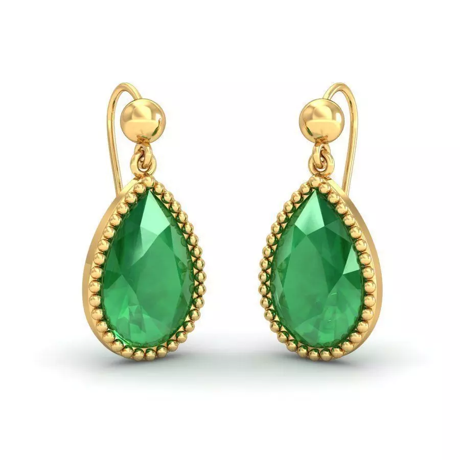 1509a emerald drop earrings gold 3D print model