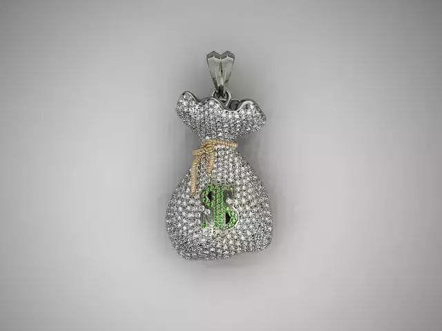 Money Bag pendant with gems 3D print model
