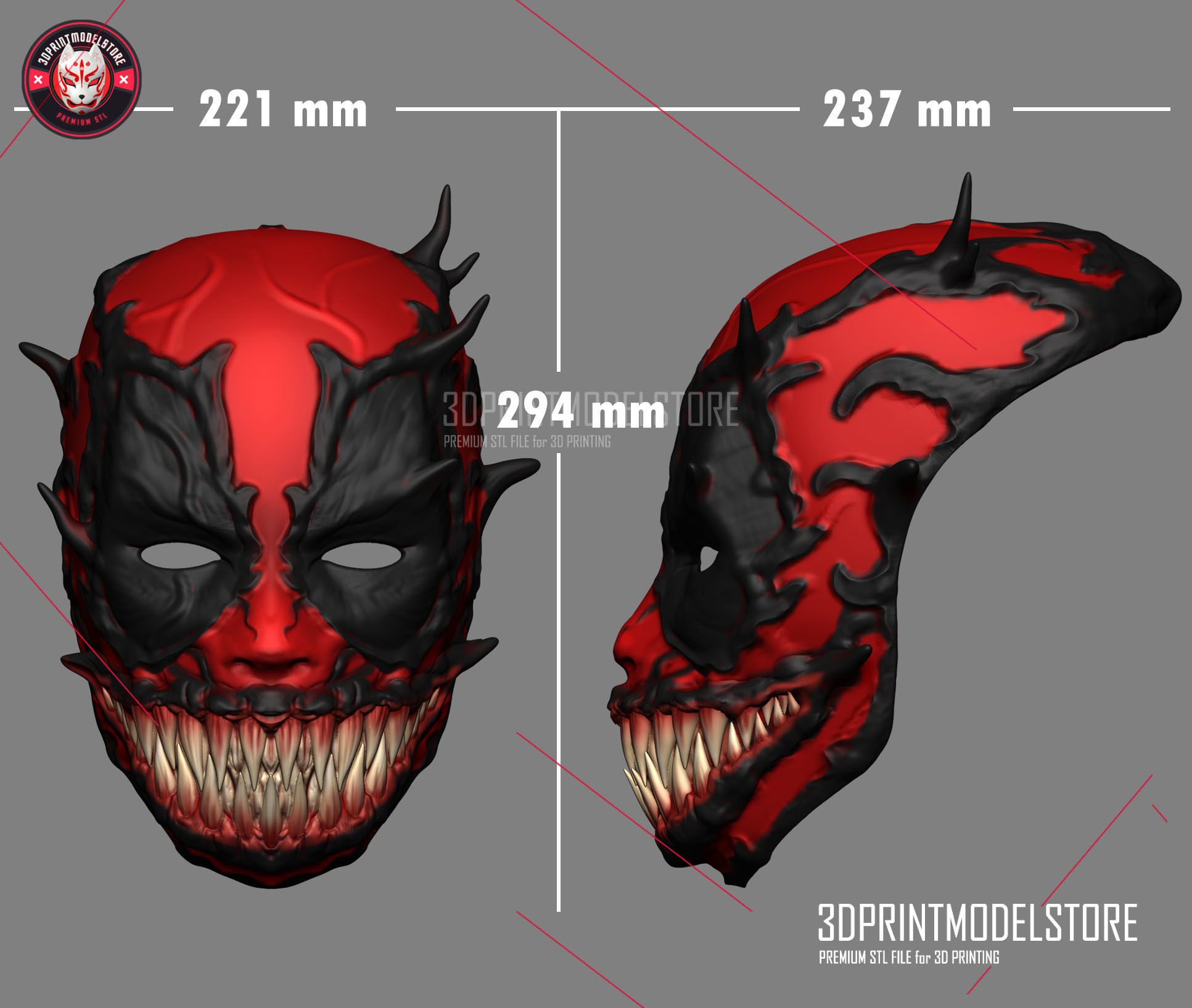 Deadpool Mask - Venom Mask Marvel Cosplay Halloween Helmet 3D print model_5