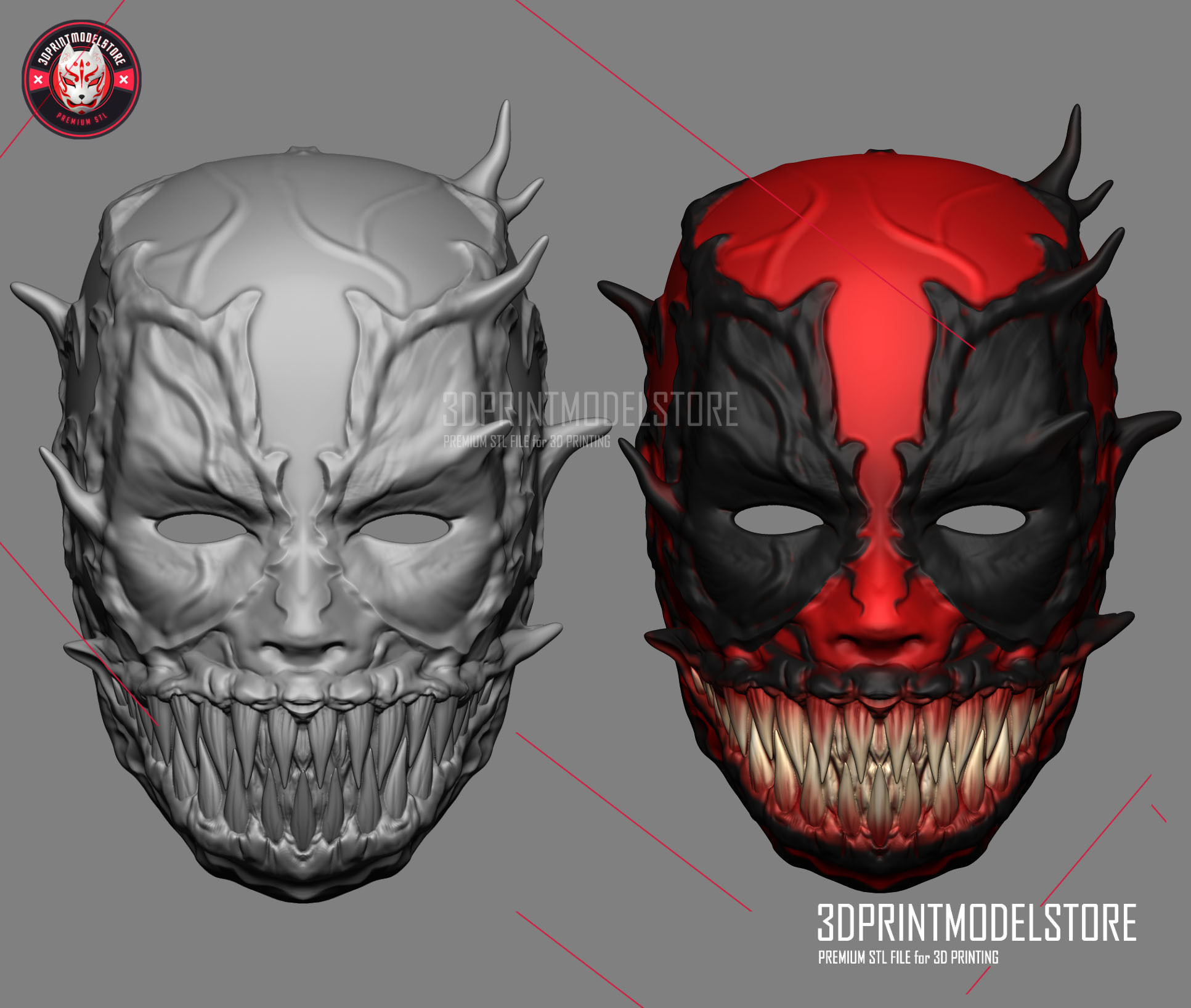 Deadpool Mask - Venom Mask Marvel Cosplay Halloween Helmet 3D print model_4