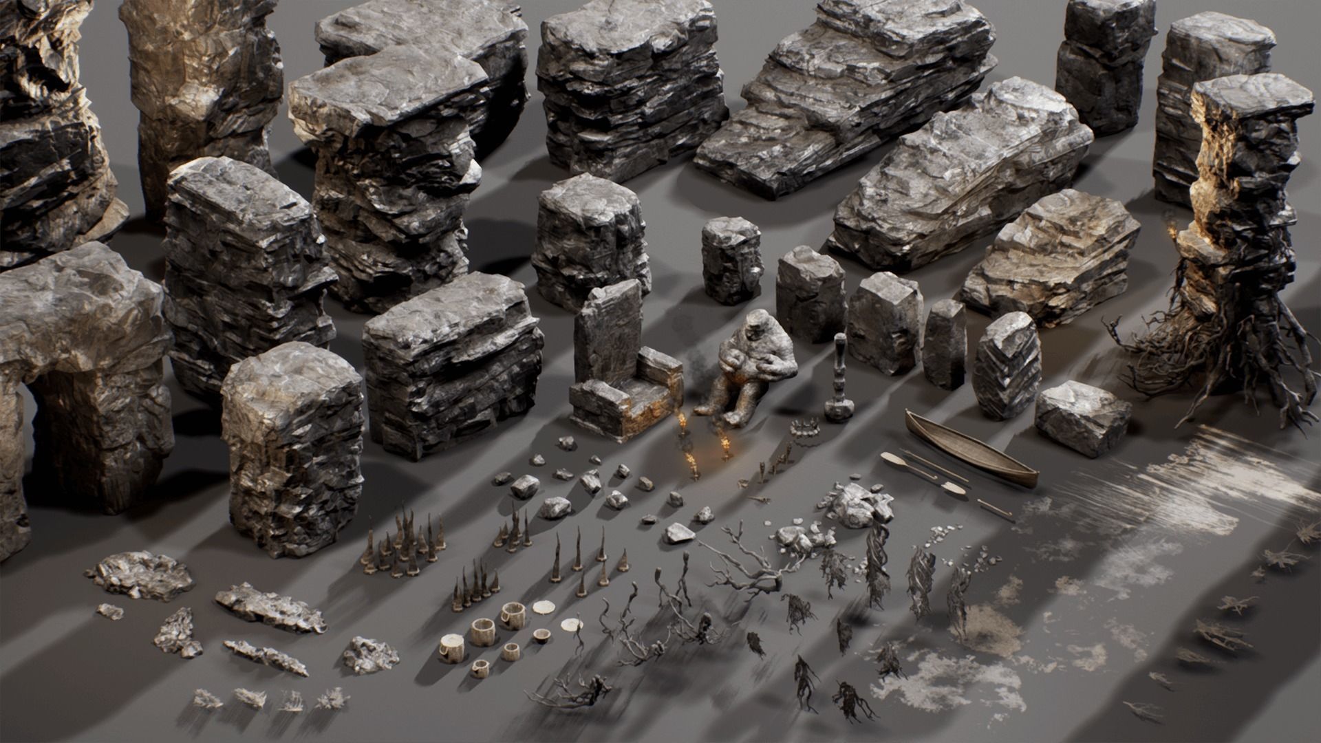 Ancient Cavern Set III - Unreal Engine Asset Pack Low-poly 3D model_16