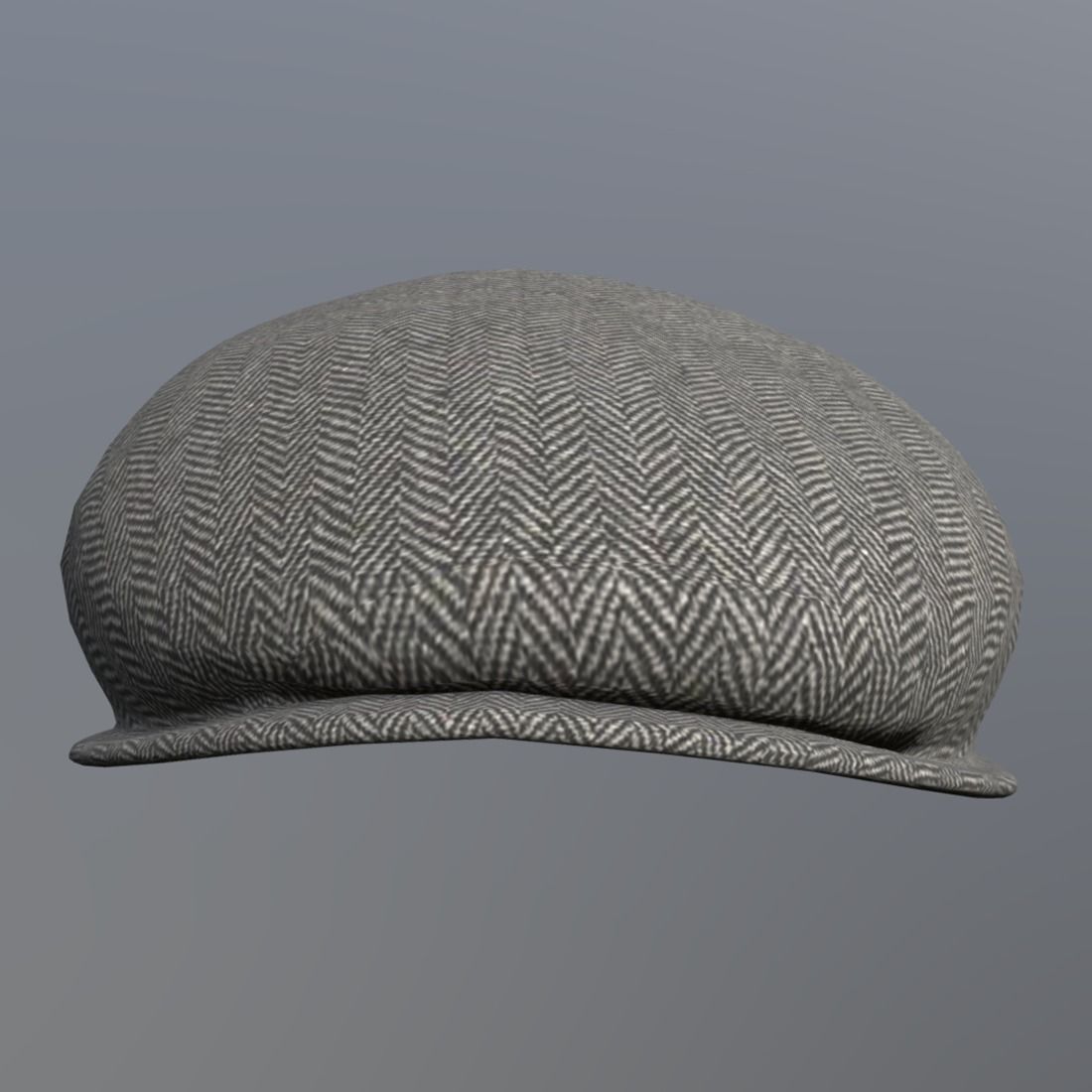 Flatcap herringbone cap Low-poly 3D model_1